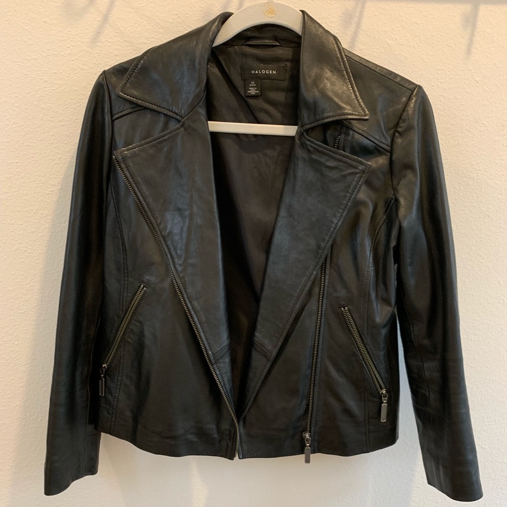 Halogen Genuine Leather Moto Jacket XSP